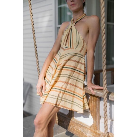 NWOT Zara Blogger’s Favorite Striped Linen Blend Wrap Halter Mini Dress, XXL - Picture 9 of 16